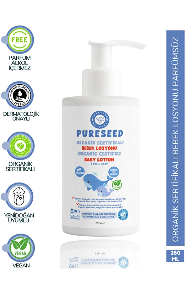 PURESEED NATURAL Organic Certified Baby Lotion - Unperfumed - 250 ml